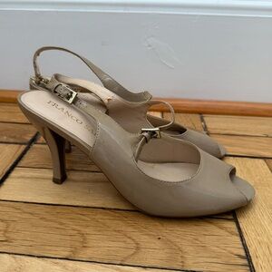 Franco Sarto Tan Slingback Peep-Toe Mary Jane Heels